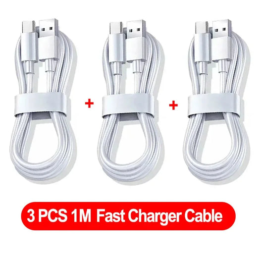 3PCS 100W 6A USB Type C USB Cable Super Fast Charing Line for Xiaomi Samsung Huawei Honor Quick Charge USB C Cables Data Cord